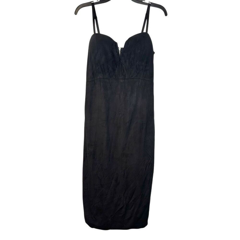 Missguided Microsuede Sweetheart Neck Sleeveless Lined Shift Dress Black Size 10